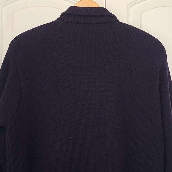 Nordstrom Tailored Wool Knit Crested Cardigan Sweater Navy Blue Size L - Picture 7 of 13
